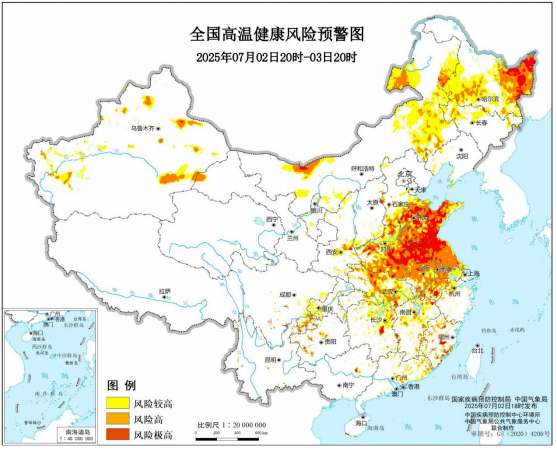 国家疾病预防控制局和中国气象局联合发布高温健康风险预警和健康提示(图1)